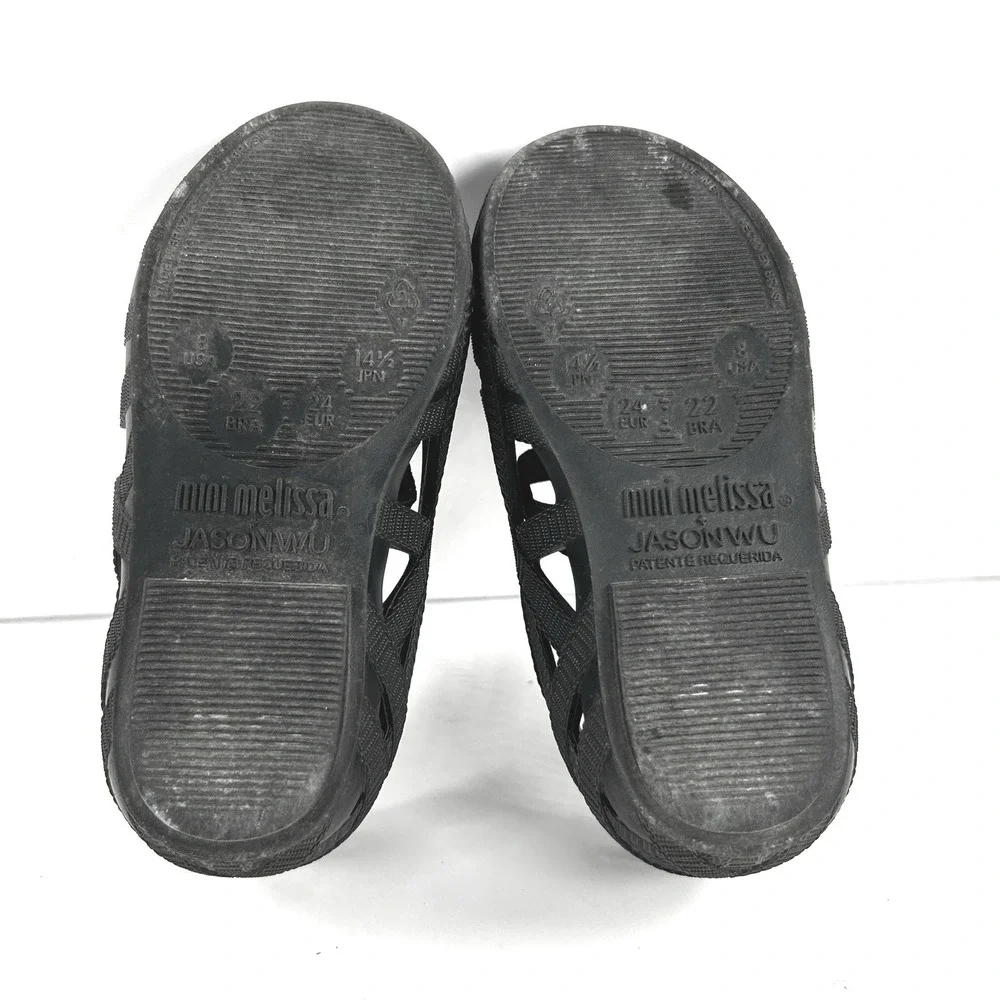 Mini Melissa Jason Wu Jean Black Jelly Mary Jane Flats Kids Size 8 USA